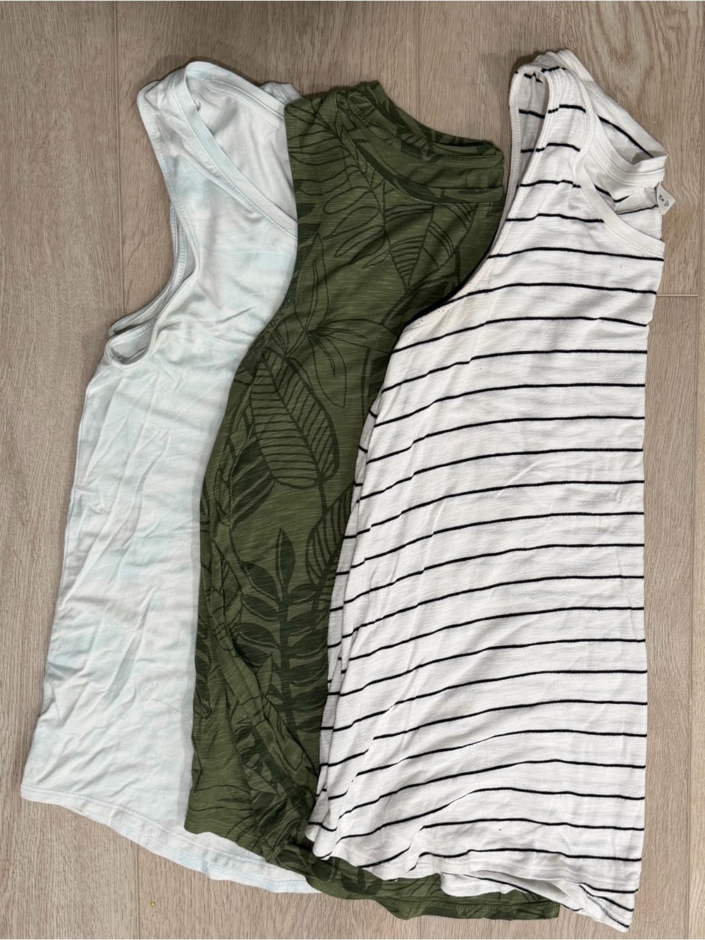 Old Navy Luxe Tank - Bundle of 3, mint print, leaf green, wh/bk stripe - sz M
